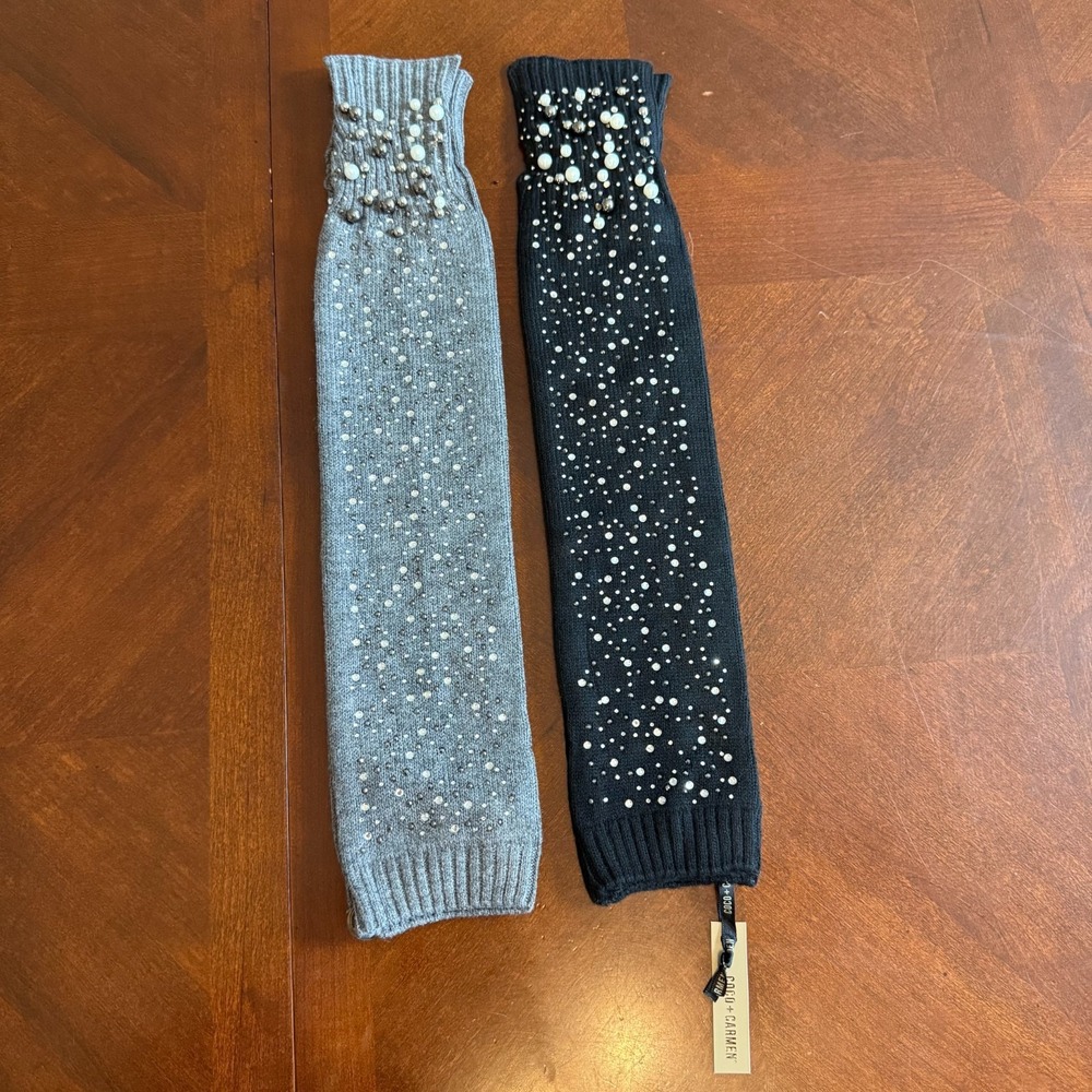 Coco + Carmen Pearl Rhinestone Arm Warmers Fingerless Gloves Knit Y2K Preppy 2